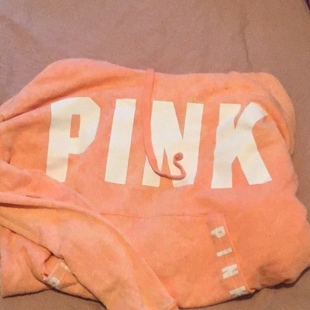 Peach Victoria secret cropped hoodie